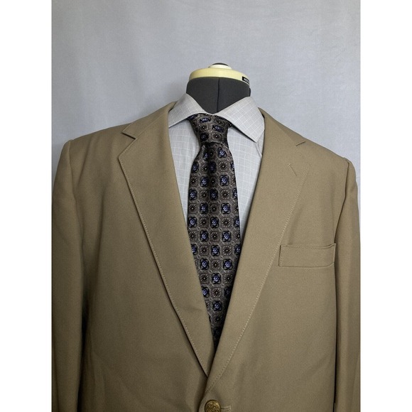 Mens Blazer Suit Jacket Sport Coat 43L 47" Beige 2 Button Quality Fashion Mint - Picture 1 of 11